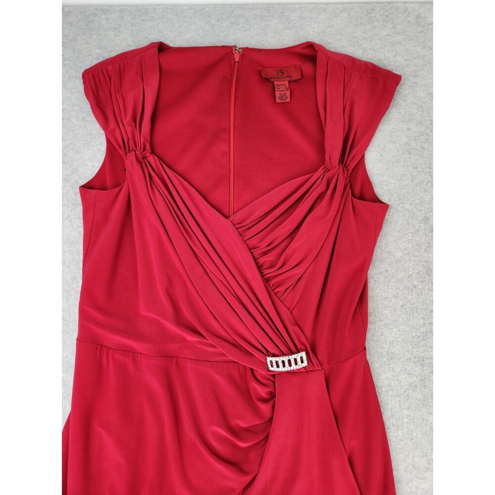 JS Collection Women's 8 Ruche Red Cocktail Dress‎ Party Ruffles Pleated Fancy - Picture 6 of 16